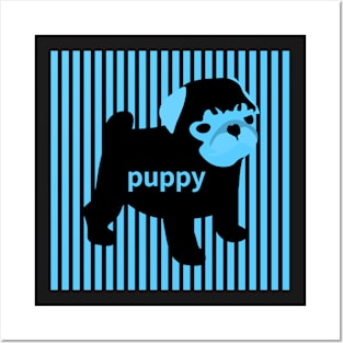 blue puppy,bulldog Posters and Art